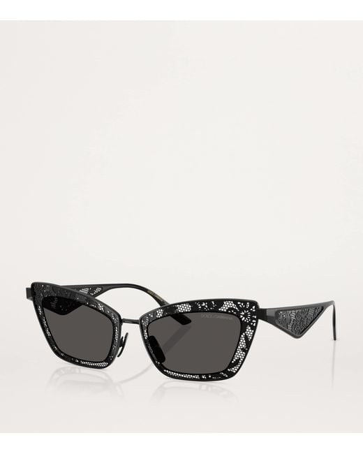 Dolce & Gabbana Black Steel Cat Eye Sunglasses