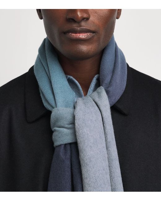 Johnstons Blue Cashmere Ombré Scarf for men