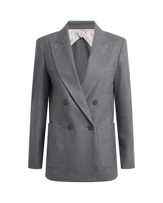 Max Mara Gray Cashmere Double-Breasted Blazer