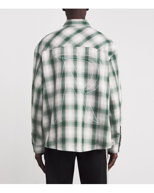 Represent Green Cotton Check Flannel Shirt for men