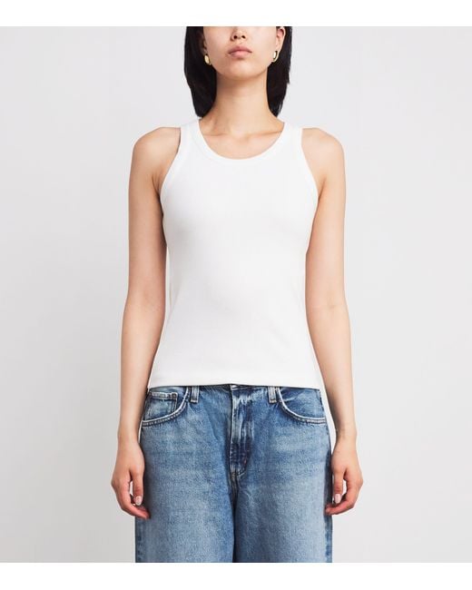 Vince White Ribbed Tank Top