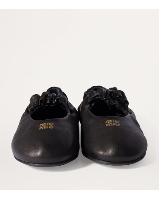 Miu Miu Black Nappa Leather Ballet Flats