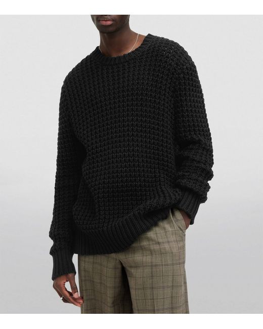 AllSaints Black Waffle-stitch Illund Sweater for men