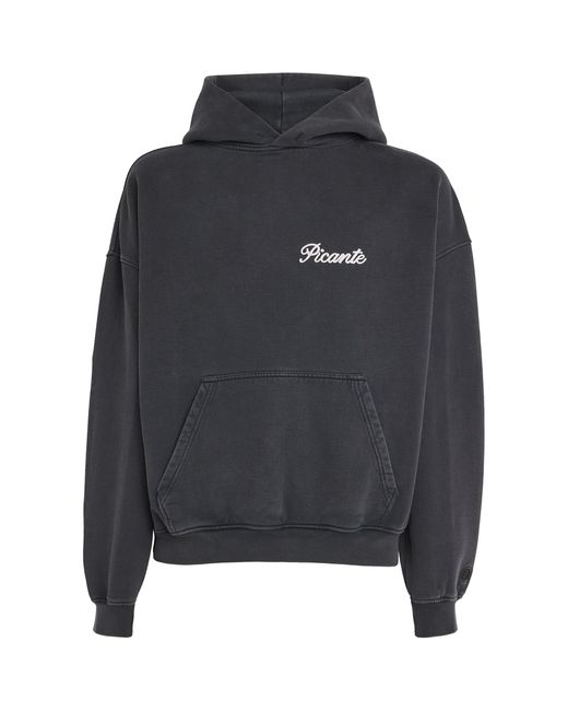 Picante Black Organic Cotton Tailor Logo Hoodie for men