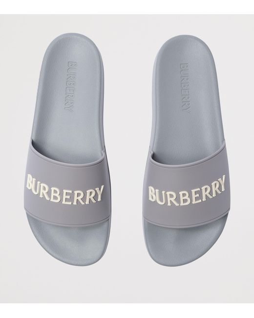 Burberry White Logo Slides for men