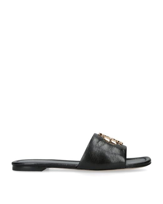 Tory Burch Black Leather Eleanor Slides