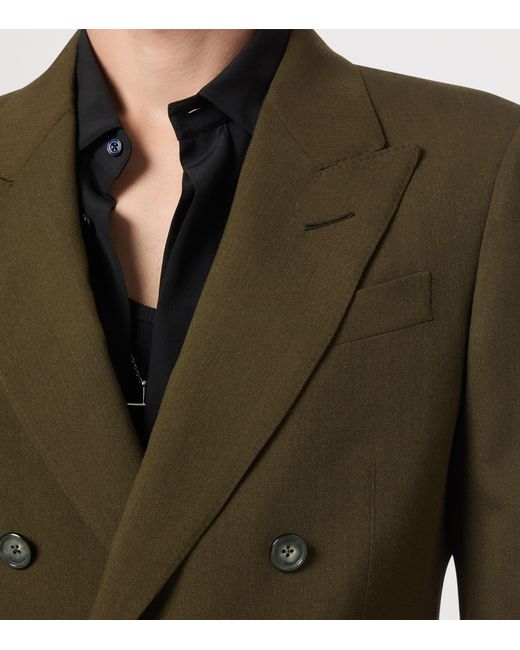 Tom Ford Green Wool-Cashmere-Silk Blazer for men