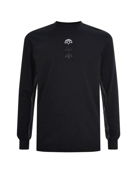 Adidas Originals Black Long Sleeve Upside Down Trefoil T-shirt for men