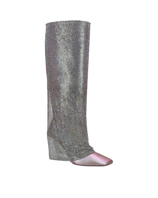 Benedetta Bruzziches Gray Crystal-embellished Christine Knee-high Boots 95