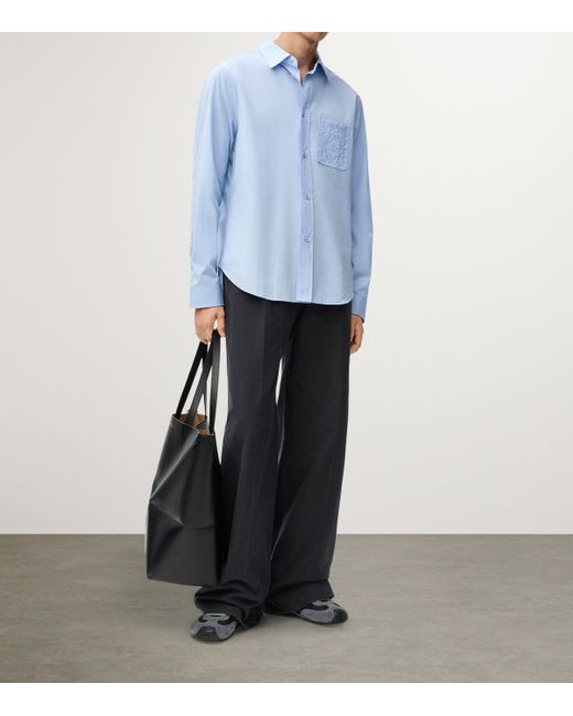 Loewe Blue Cotton-Blend Anagram Shirt for men