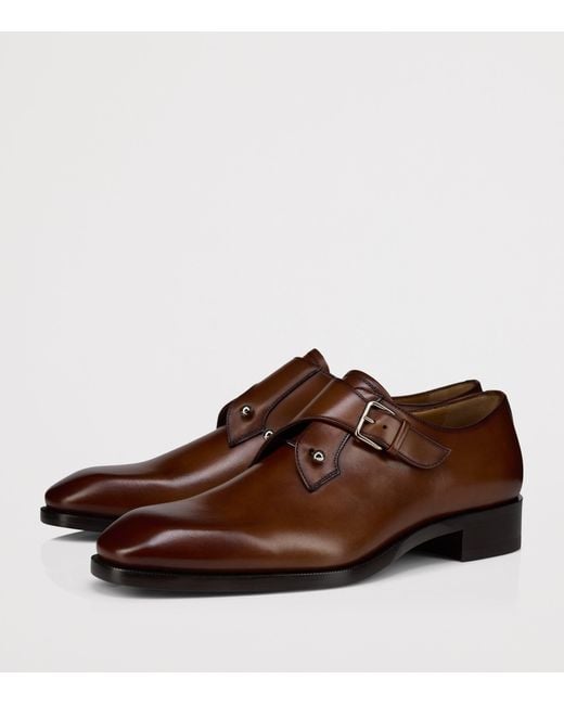 Christian Louboutin Brown Chambelimonk Leather Monk Shoes