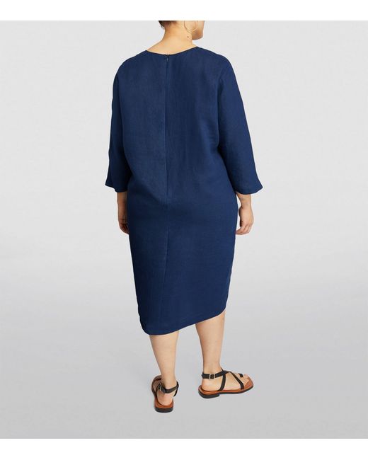 Marina Rinaldi Blue Linen Tunic Midi Dress