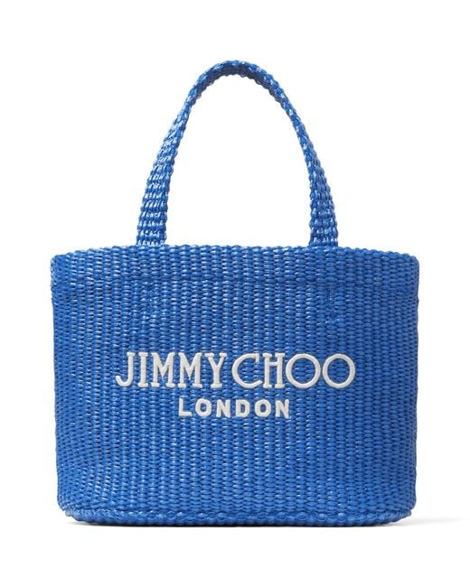 Jimmy Choo Blue Mini Woven Beach Tote Bag