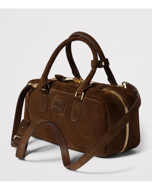 Miu Miu Brown Suede Arcadie Top-Handle Bag