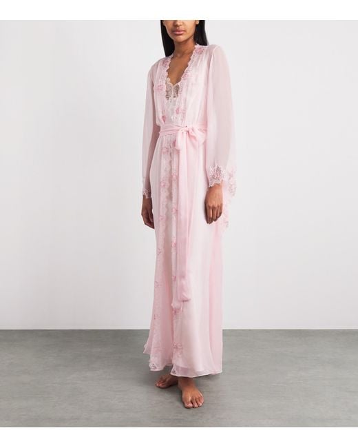 Rosamosario Pink Silk Georgette Embellished Robe