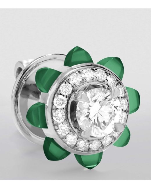 Marli New York Green Diamond And Agate Tip-Top Earrings