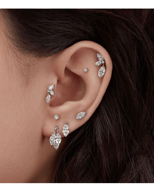 Maria Tash Metallic Floating Diamond Plume Threaded Charm Earring (6.5mm)