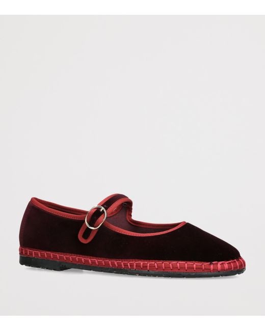 Flabelus Red Velvet Boris Mary Janes