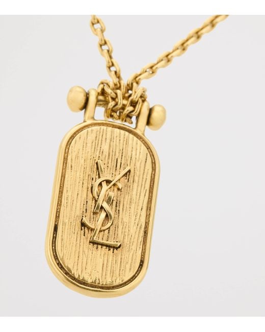 Saint Laurent Metallic Cassandre Tablet Necklace for men