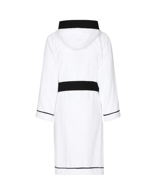 Dolce & Gabbana White Terry Cotton Dg Logo Robe