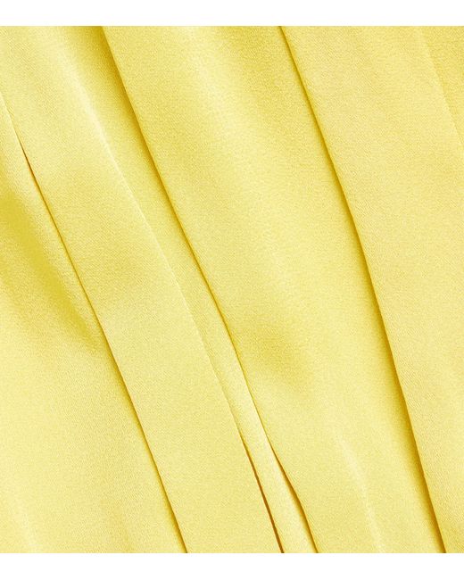 Jil Sander Yellow Satin Pleated Midi Dress