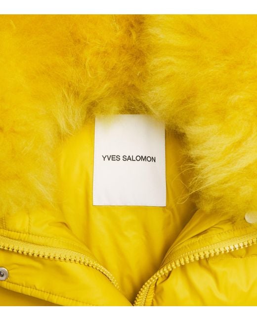 Yves Salomon Yellow Down-Fur Technical Puffer Jacket