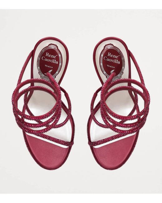 Rene Caovilla Pink Satin Embellished Cleo Heeled Sandals 105