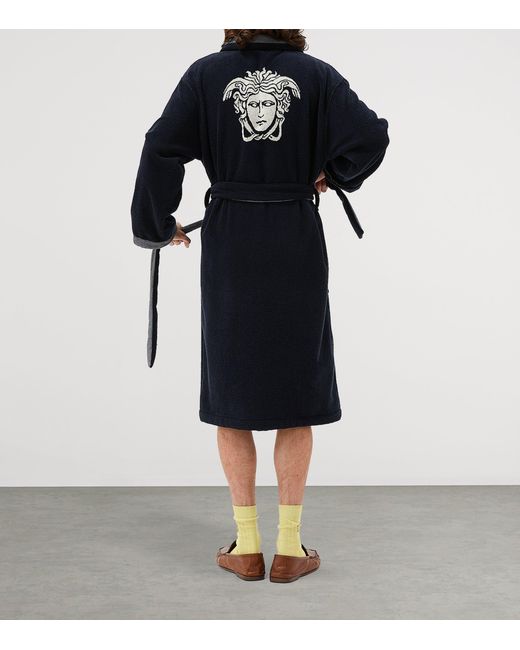 Versace Black Cotton Medusa Robe