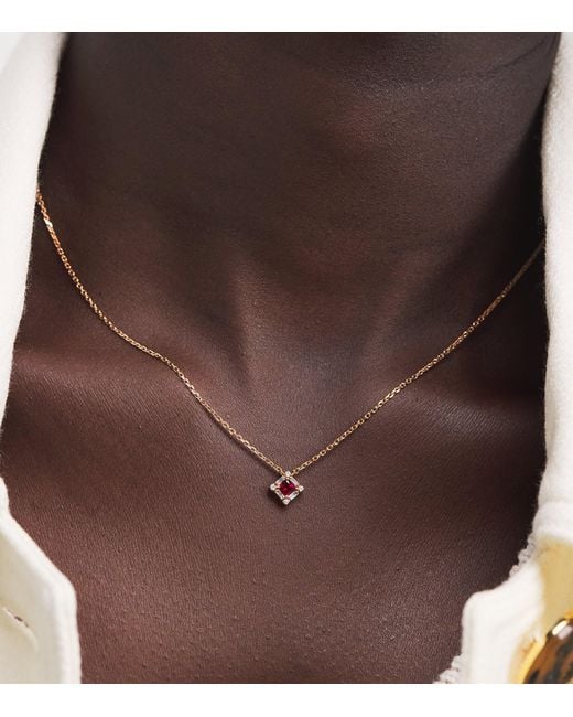 Suzanne Kalan Metallic Ruby And Diamond Mini Princess Pendant Necklace