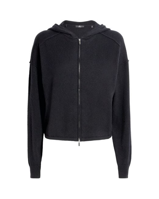 7 For All Mankind Black Cashmere Zip-Up Hoodie