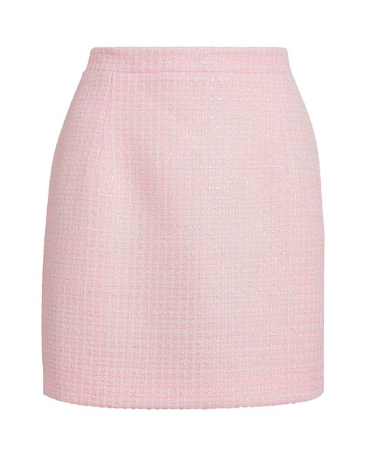Alessandra Rich Pink Tweed Sequinned Mini Skirt