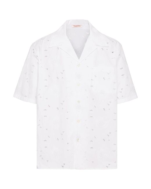 Valentino Garavani White Cotton-blend Bowling Shirt for men