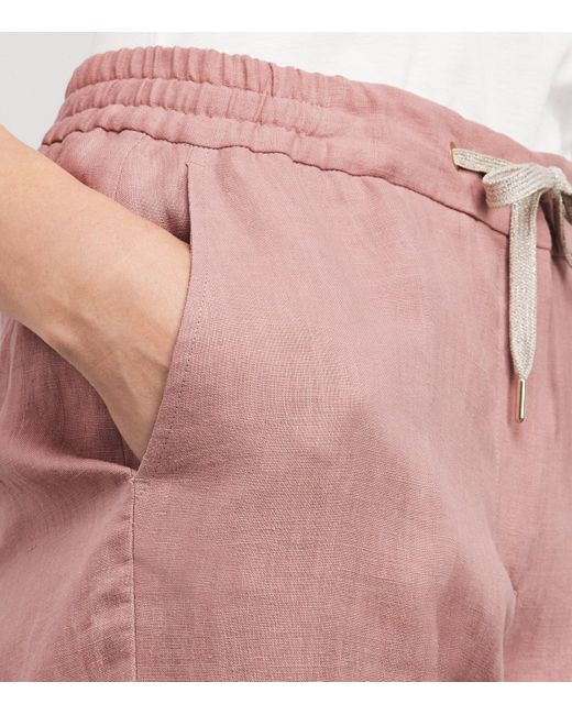 Eleventy Pink Linen Drawstring Trousers