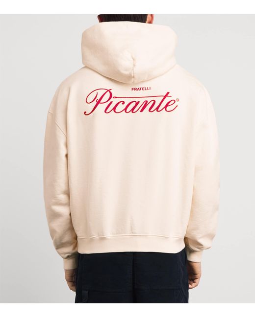 Picante White Organic Cotton Tailor Logo Hoodie for men
