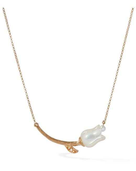 Annoushka Metallic Diamond And Pearl Tulips Chain Necklace