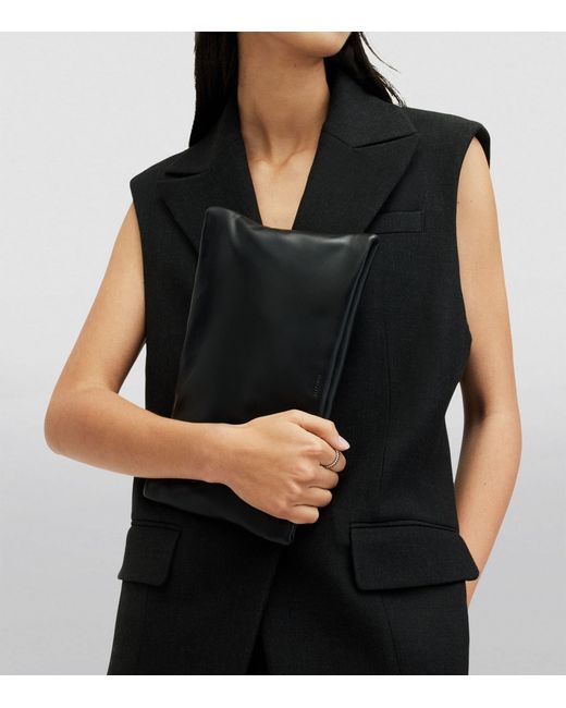 AllSaints Black Leather Bettina Clutch Bag