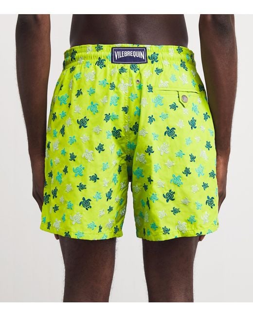 Vilebrequin Green Turtle Embroidered Mistral Swim Shorts for men