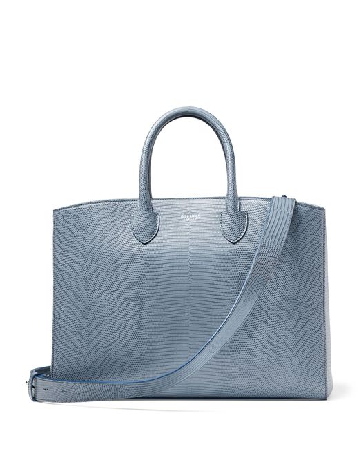 Aspinal Blue Leather Madison Tote Bag