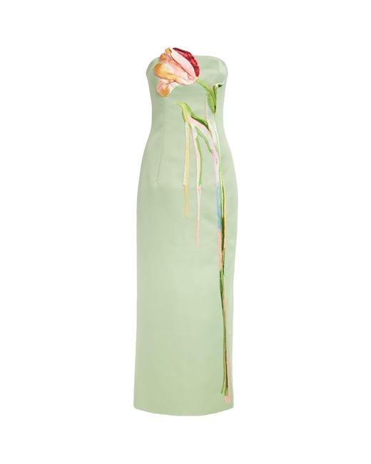 LEO LIN Green Floral Appliqué Marilyn Maxi Dress