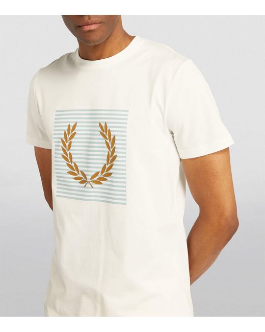 Fred Perry White Cotton Logo T-shirt for men