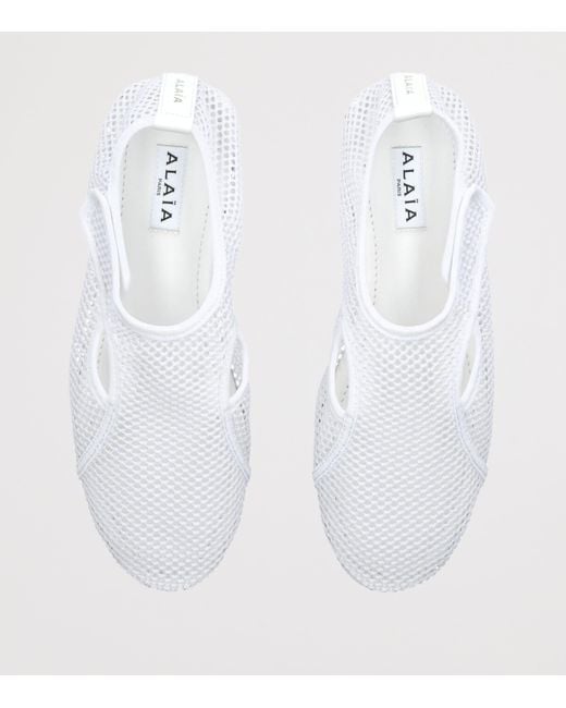 Alaïa White Mesh Ballet Flats