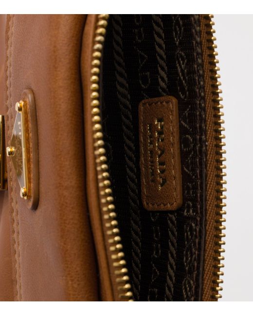 Prada Brown Leather Chain Wallet