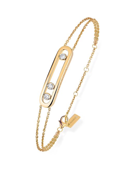 Messika Metallic Yellow Gold And Diamond Move Classique Bracelet
