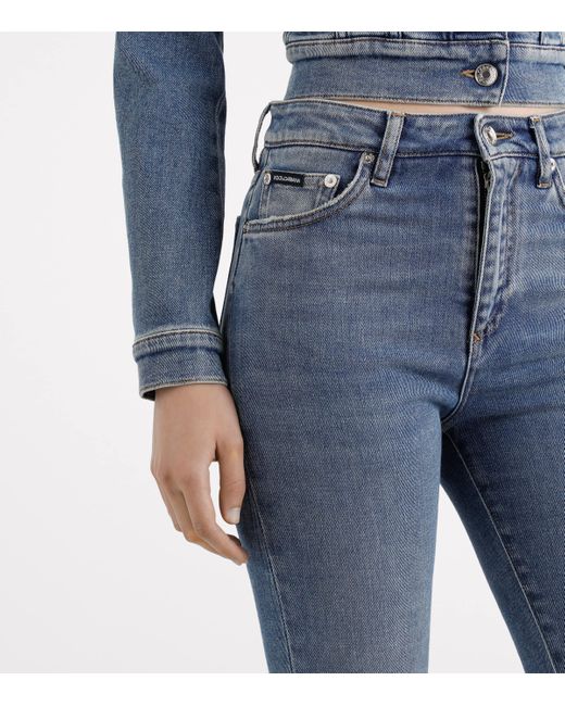 Dolce & Gabbana Blue High-Waist Skinny Jeans