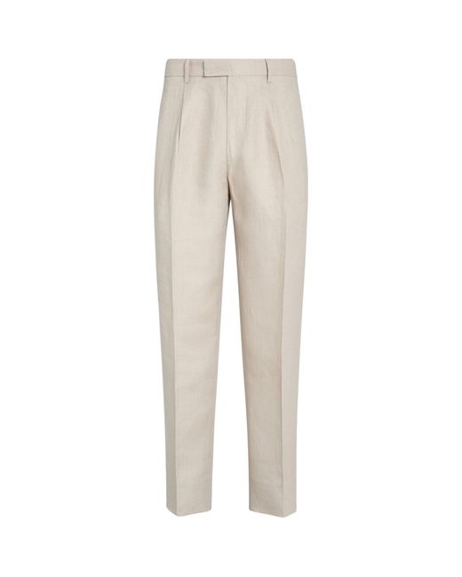 Zegna Natural Oasi Linen Tailored Trousers for men