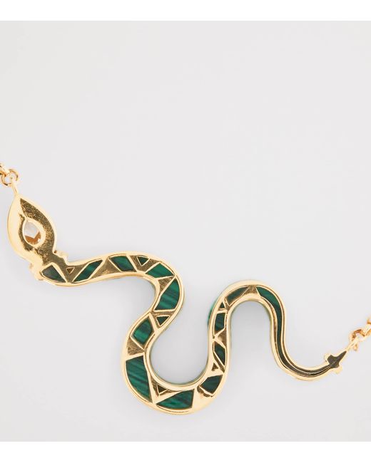 L'Atelier Nawbar Green Large, Diamond And Malachite N*93 Boa Necklace