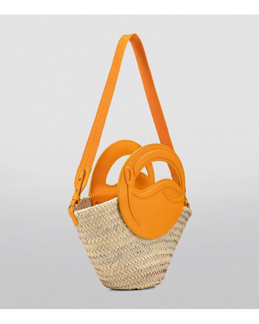 Christian Louboutin Orange Small Biloumoon Straw-leather Top-handle Bag