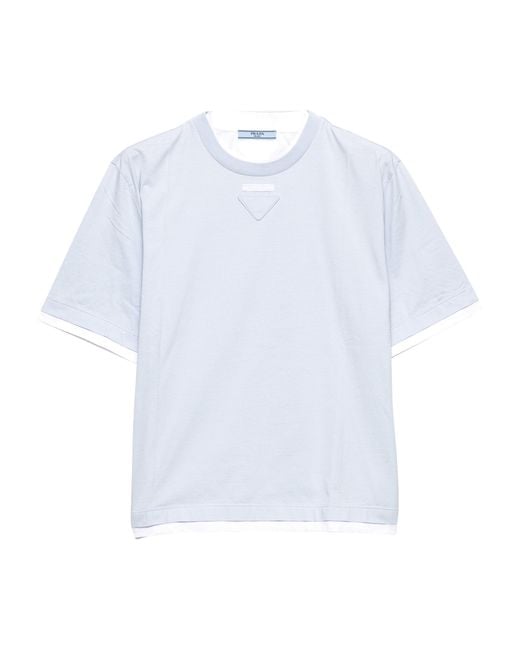 Prada White Cotton Jersey Triangle T-Shirt