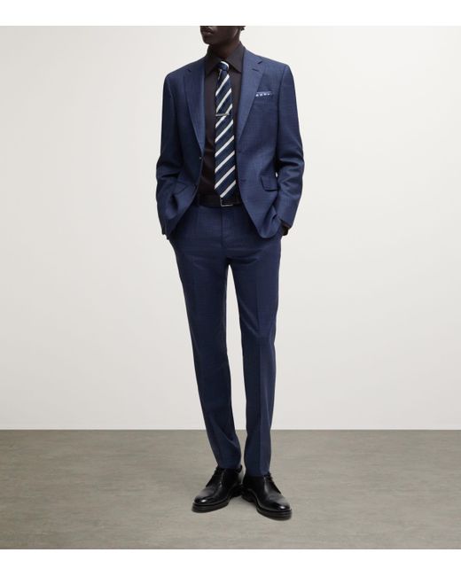 Boss Blue Stretch-Cotton Slim Shirt for men