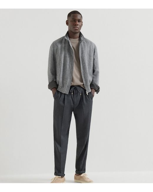 Brunello Cucinelli Gray Cotton Logo T-Shirt for men